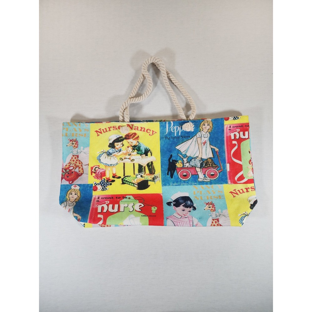 Nurse Nancy Little Golden Book Large Tote Bag‎ Vintage Retro Pepper Plays Nurse